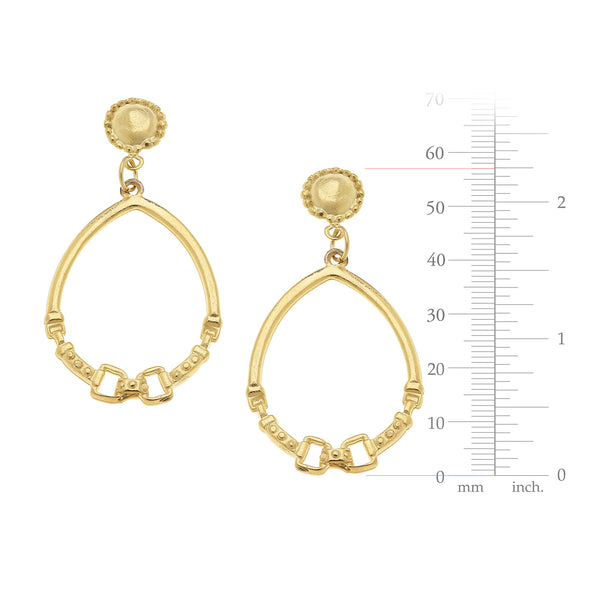 Measured view of the Susan Shaw Cab & Horse Bit Hoop Earrings