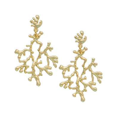 Flat view of the Susan Shaw Coral Branch Earrings