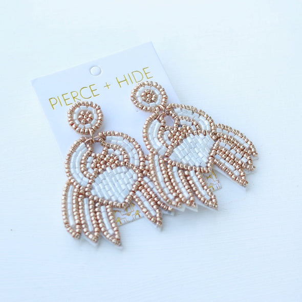 Beaded Crab Earring - White