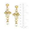 Measure of the Susan Shaw Gold Cross with Freshwater Pearl Drop Earrings