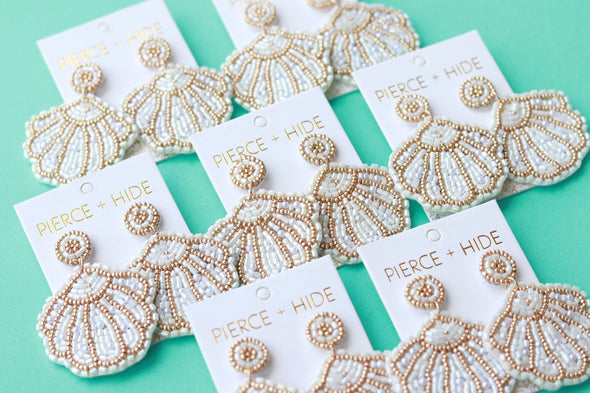 Beaded Clam Earring