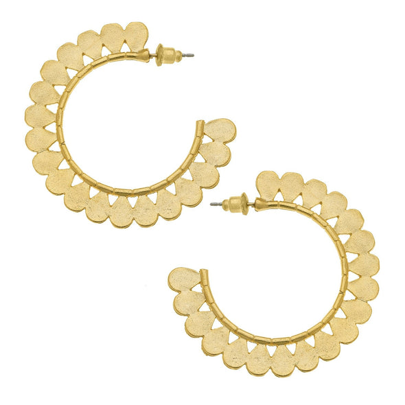 Flat view of the Susan Shaw Petal Hoop Earrings