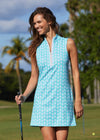 Outdoor model in the Cabana Life Cote D` Azur Sleeveless Performance Zip Dress