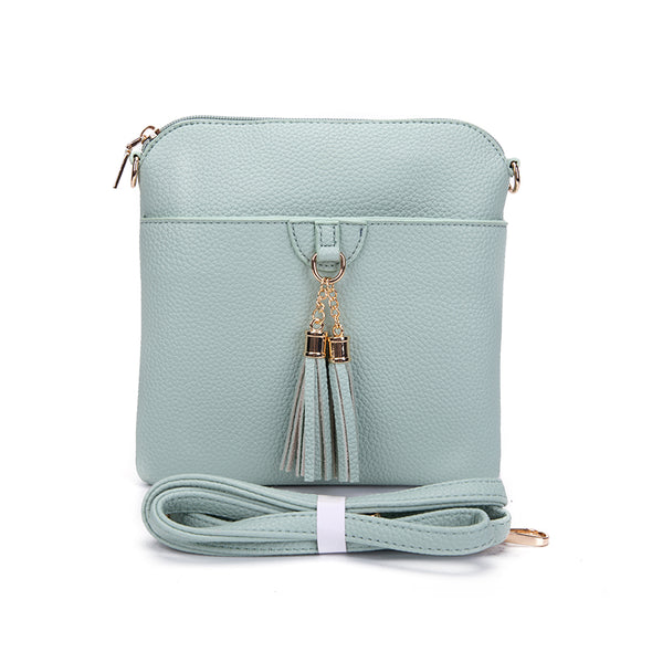 Front view of the Crossbody Messenger - Mint