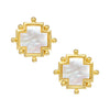 Flat view of the Susan Shaw Mother of Pearl Cross Stud Earrings