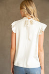 Back view of Voy Willa Suede Top in Cream
