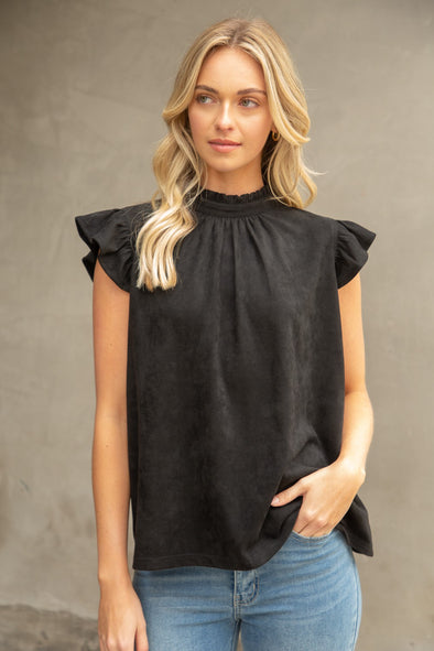 Voy Willa Suede Top - Black