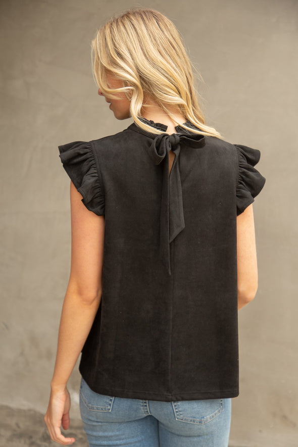 Voy Willa Suede Top - Black