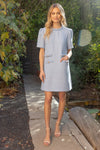 Full body view of the Kennedy Tweed Dress in Ice Blue
