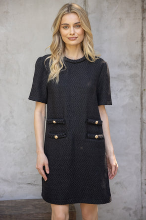 Kennedy Tweed Dress - Black - Sale