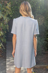 Back view of the Kennedy Tweed Dress in Ice Blue