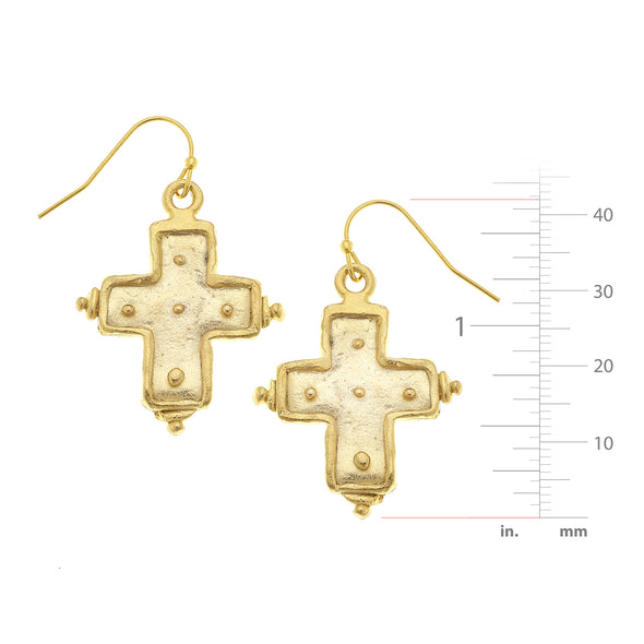 measure of the Susan Shaw Gold Cross Earrings