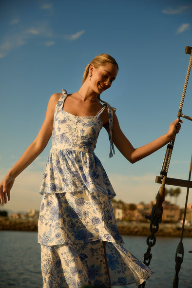 Coastal Blossom Midi Dress