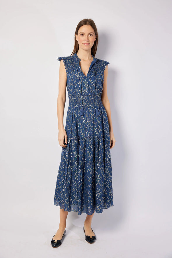 Sail To Sable Katie Navy Peony Midi Dress
