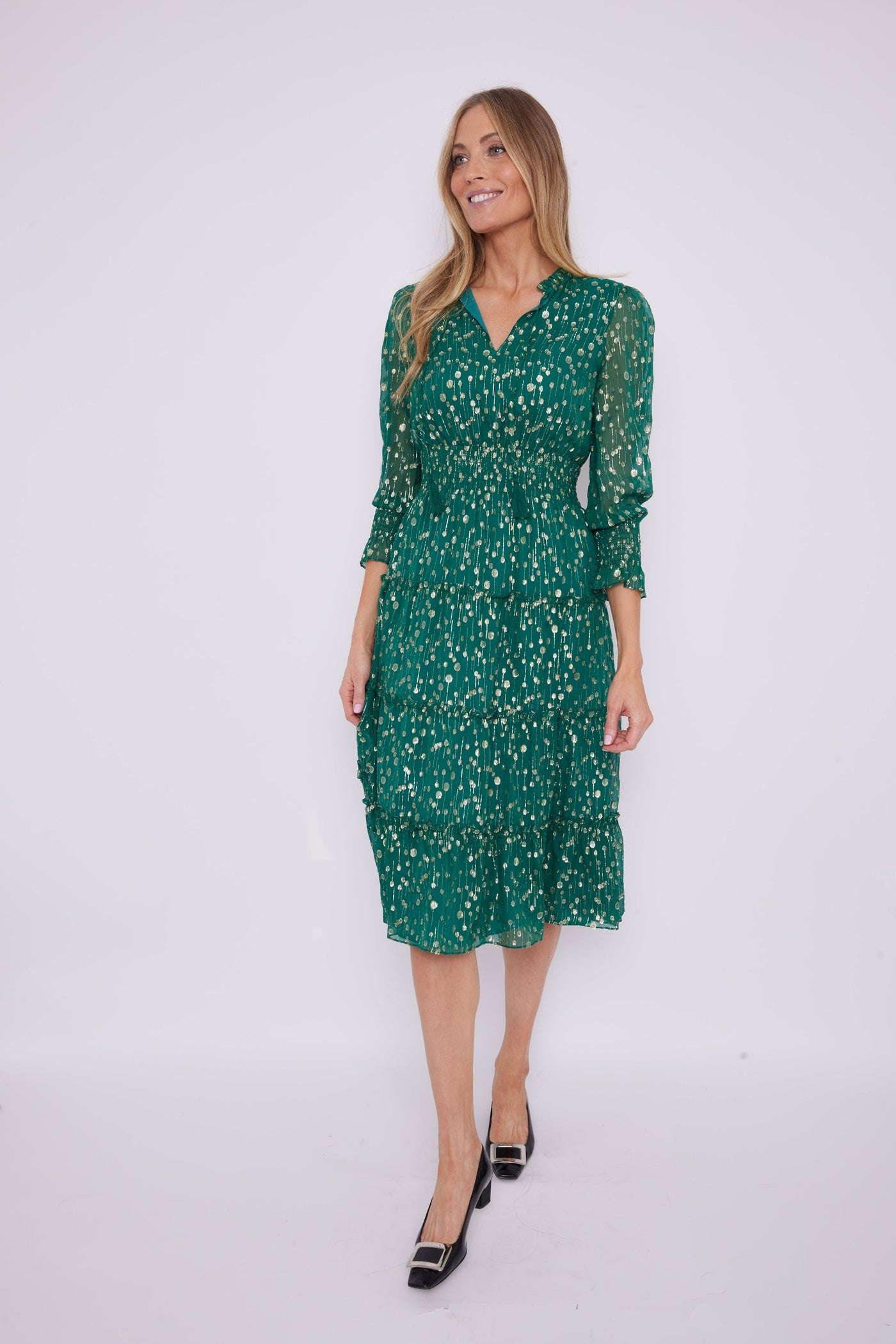 Sail to Sable Katelyn Dress - Hunter Green/Gold Small Sail to Sable Katelyn Dress - Hunter Green/Gold Small