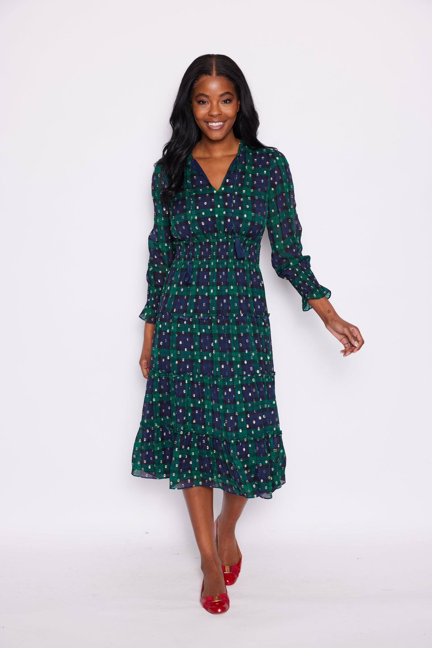 Sail to Sable Socked Waist Midi Dress in Blackwatch Plaid | Holiday THE LUCKY KNOT Sail to Sable Socked Waist Midi Dress in Blackwatch Plaid | Holiday THE LUCKY KNOT