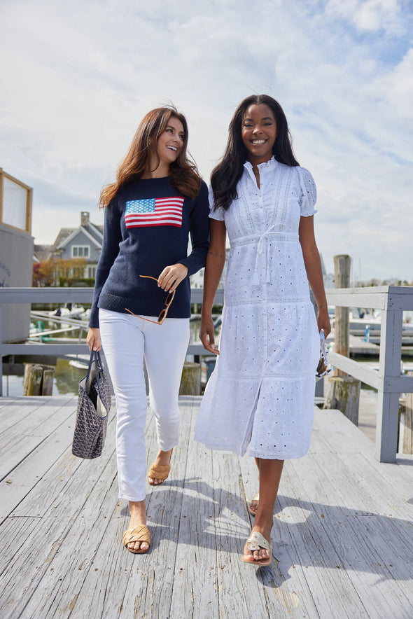 Sail To Sable Flag Intarsia Sweater - Navy