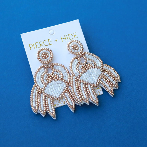 Beaded Crab Earring - White