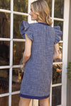 Back view of the Jackie Dress - Blue