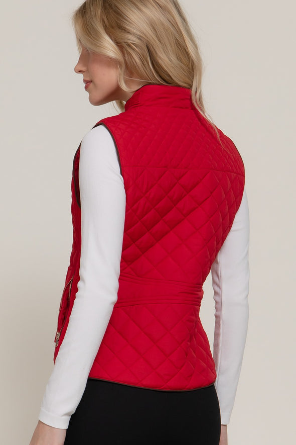 Diamond Quilted Vest - Red