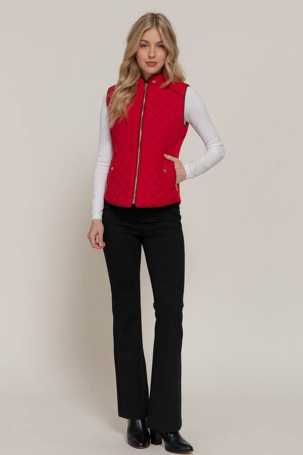 Diamond Quilted Vest - Red