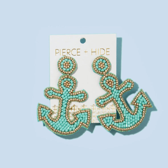Beaded Anchor Earring - Mint