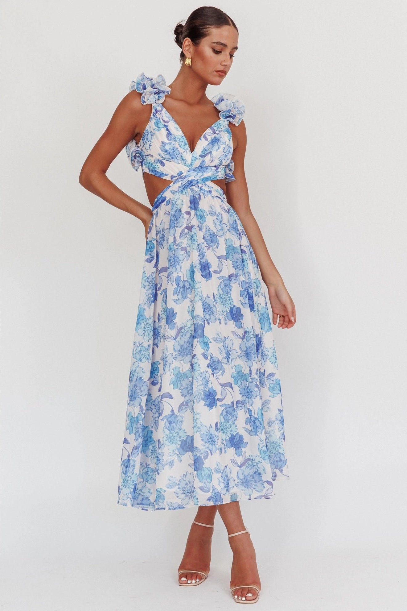 Hamptons Floral Maxi Dress - Blue - Sale Medium Hamptons Floral Maxi Dress - Blue - Sale Medium