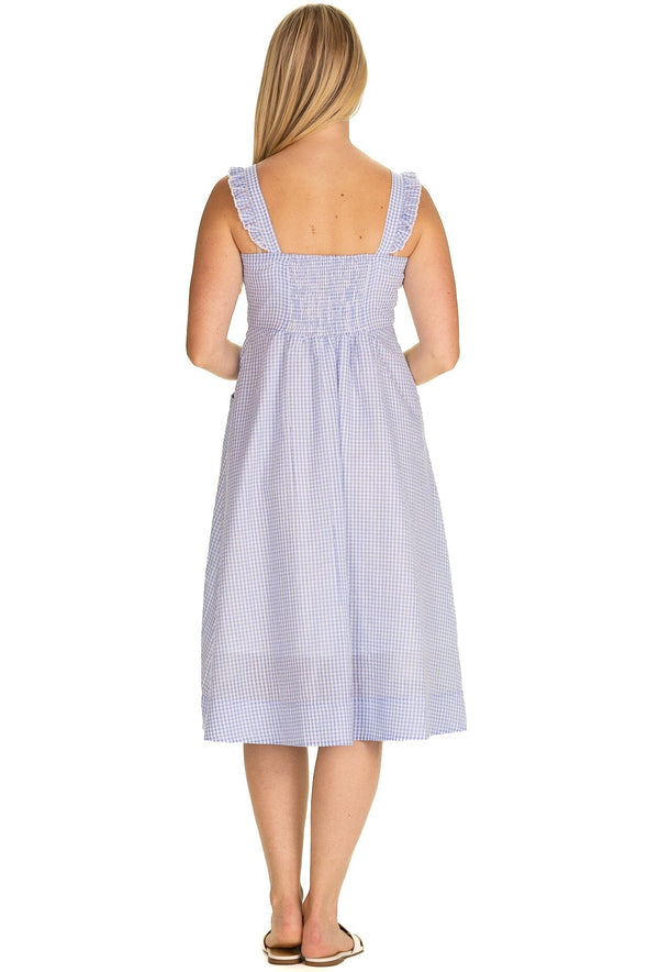 Back view of Duffield Lane Wendy Midi Dress - Hydrangea Gingham