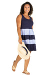 Full body view of the Duffield Lane Ludington Dress - Navy/Periwinkle