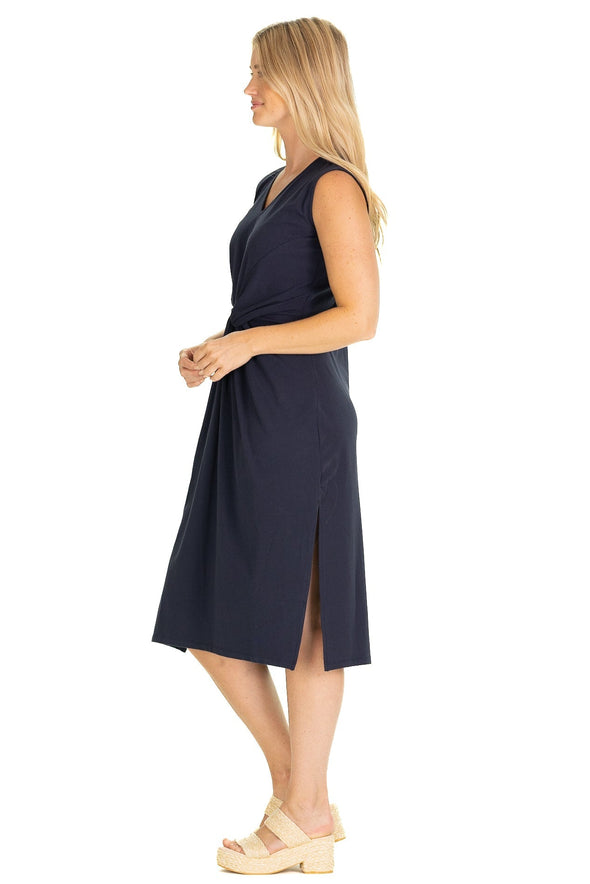 Side view of Duffield Lane Delia Dress - Navy