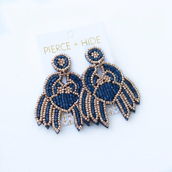 Beaded Crab Earring - Navy