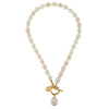 Flat view of the Susan Shaw Large Genuine Freshwater Pearl Front Toggle Necklace