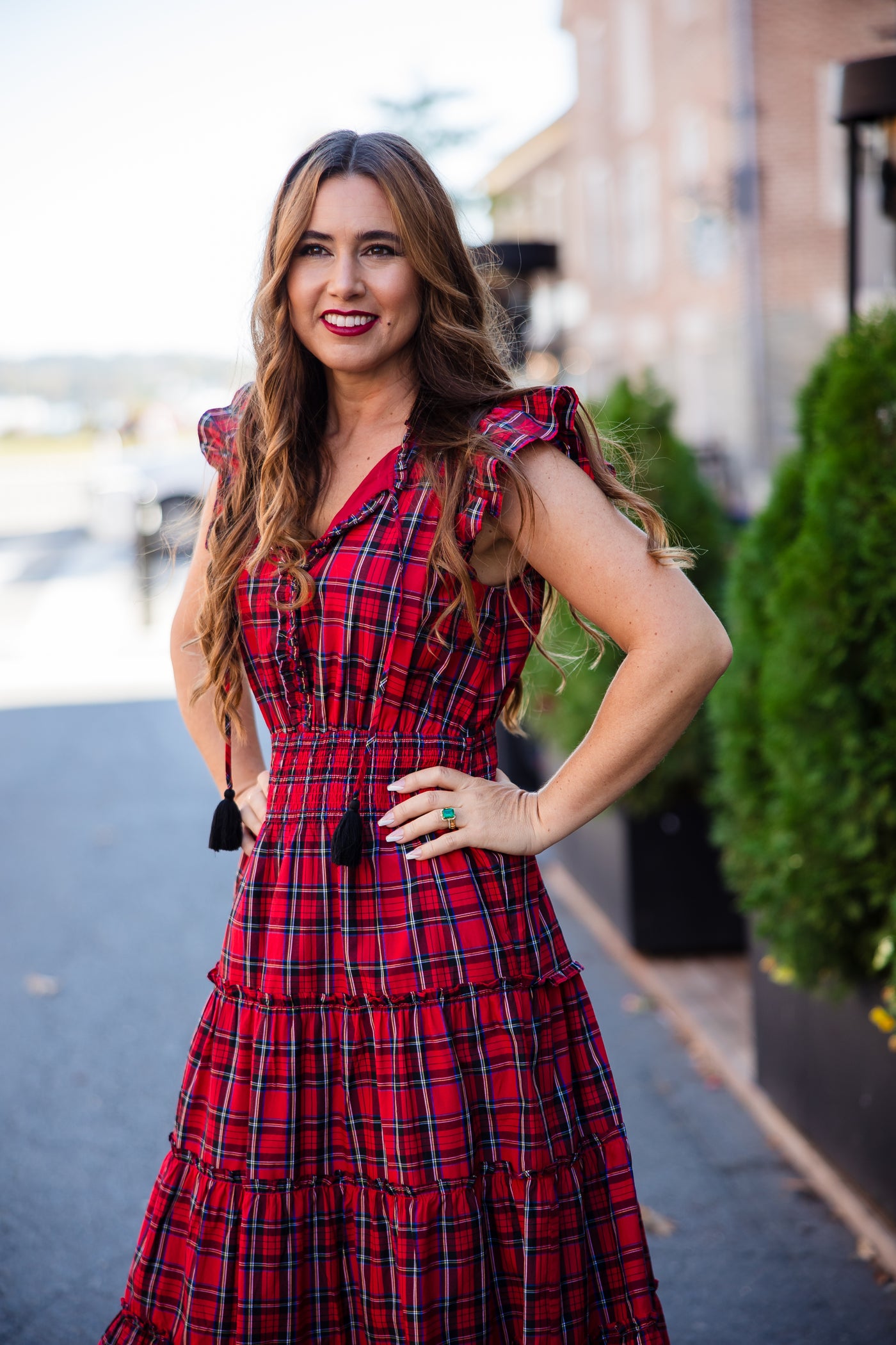 Red tartan jumpsuit outlet