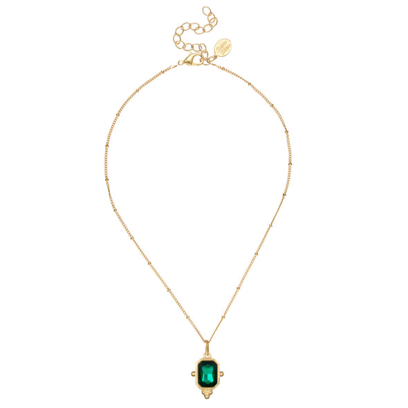 Flat view of the Susan Shaw Dainty Collins Necklace - Evergreen