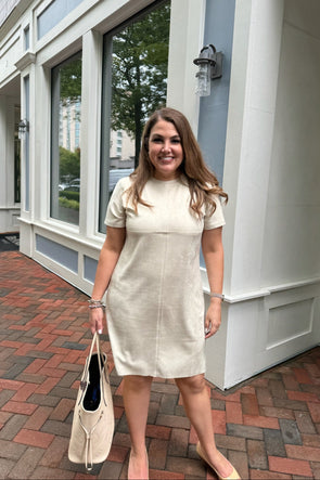 Phoenix Suede Tee Dress - Cream