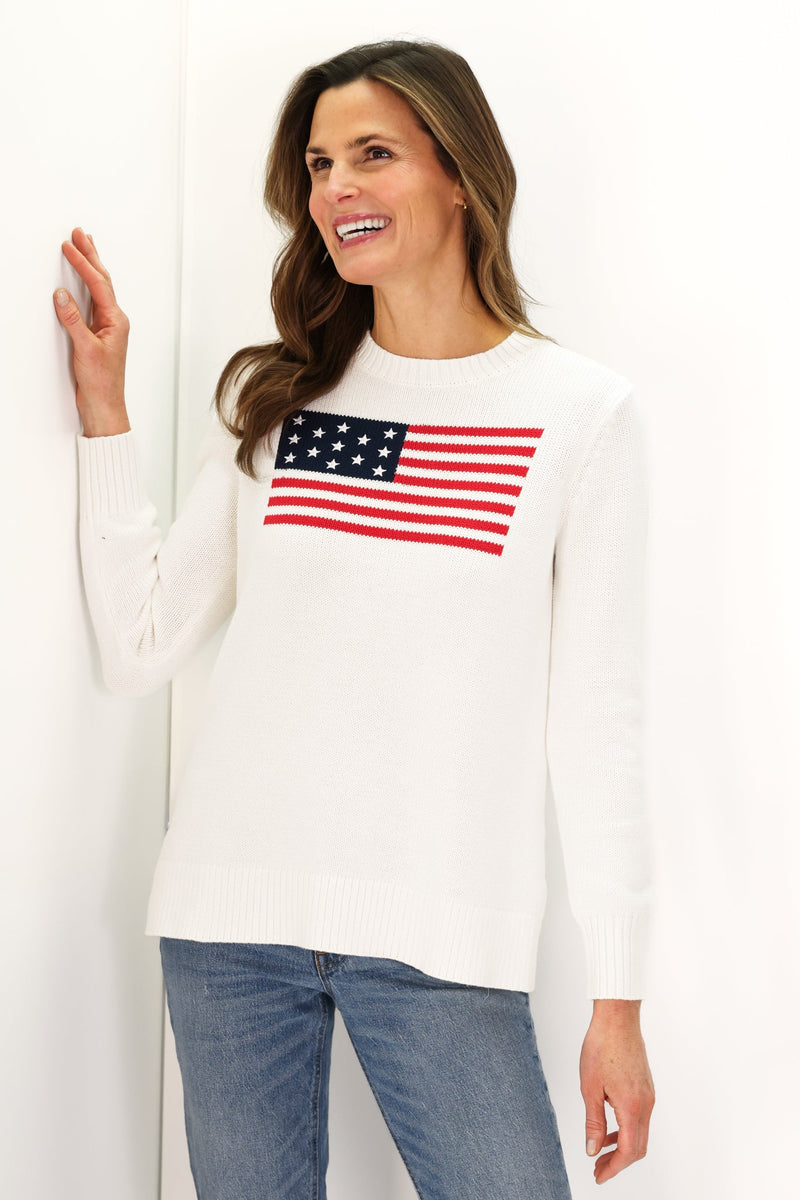 Duffield Lane Sport Crew Flag Sweater - White – THE LUCKY KNOT
