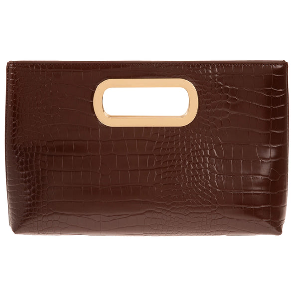 Espresso Croc Clutch
