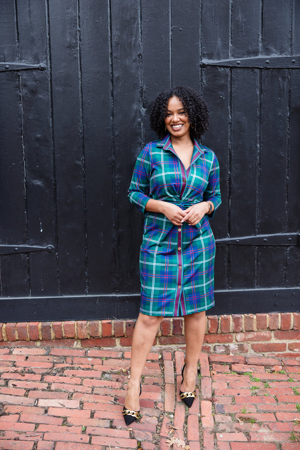 Gretchen Scott Twist & Shout Dress - Middleton Plaid - Green