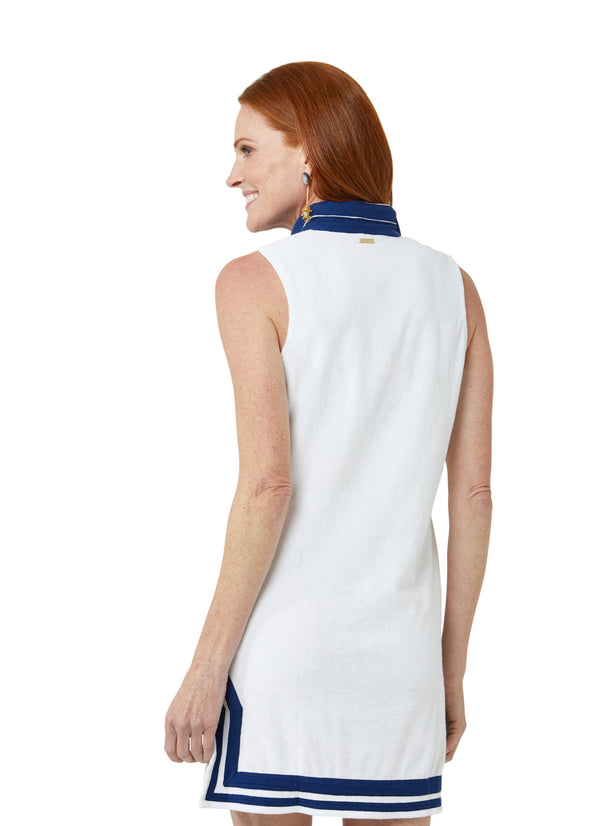 Back view of model in the Cabana Life Essentials Terry Tunic - White