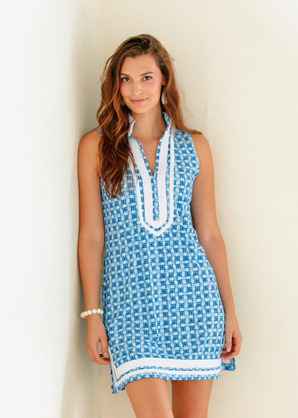 Front view of the Cabana Life Windermere Sleeveless Tunic Dress