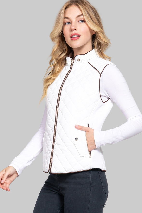 Diamond Quilted Vest - White