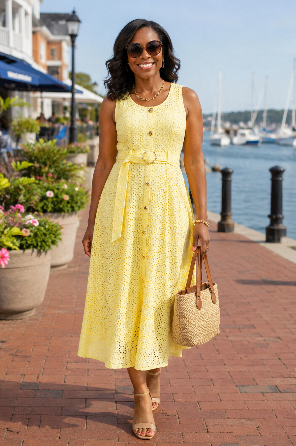 The Monaco Eyelet Midi Dress