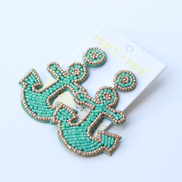 Beaded Anchor Earring - Mint
