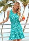 Front view of the Cabana Life St Pete Sleeveless Ruffle Dress