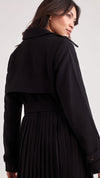 Back view of the model in the Ellen Tracy London Trench Coat