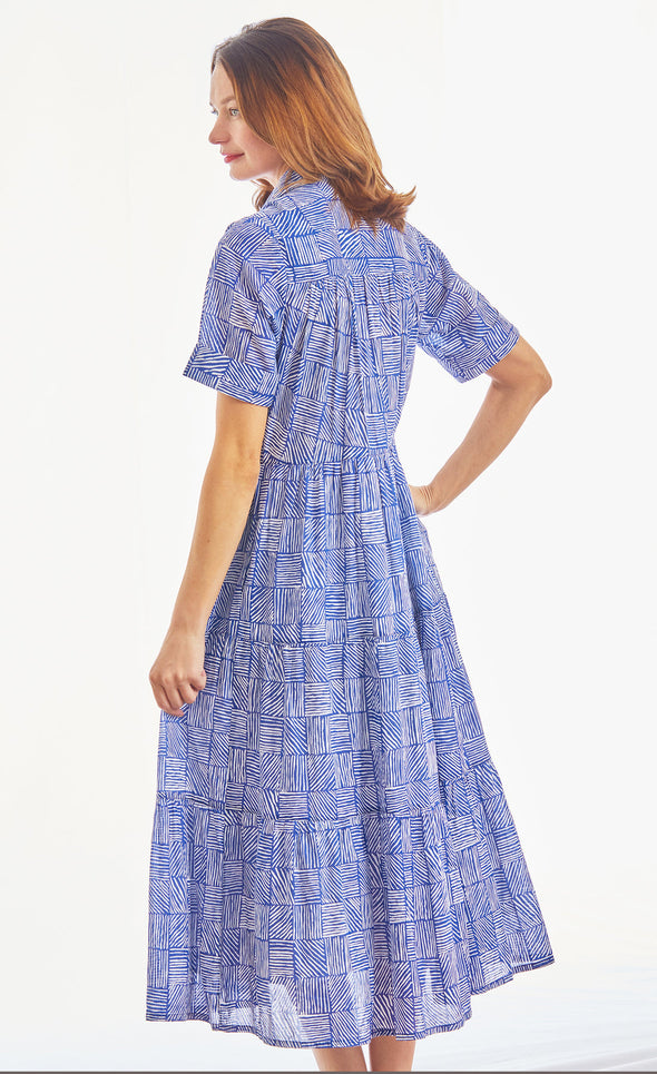 Dizzy Lizzie Palm Desert Midi Dress - Navy/White