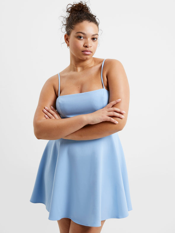 Front view of the French Connection Daisy Dress - Placid Blue