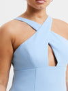 Neckline details of the French Connection Ruth Dress - Placid Blue