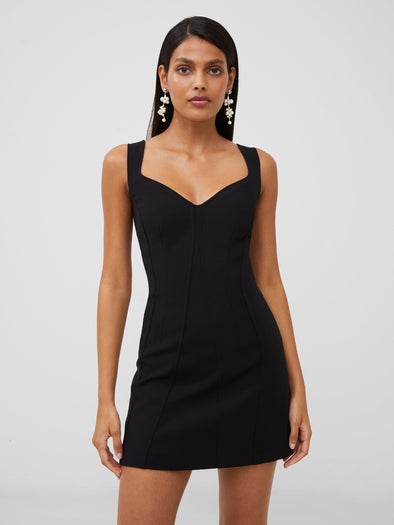 Front view of model in the French Connection Ruth Dress - Black