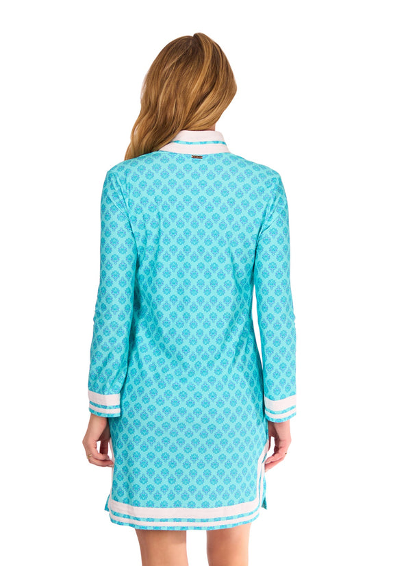 Back view of the Cabana Life Amalfi Coast Long Sleeve Tunic Dress